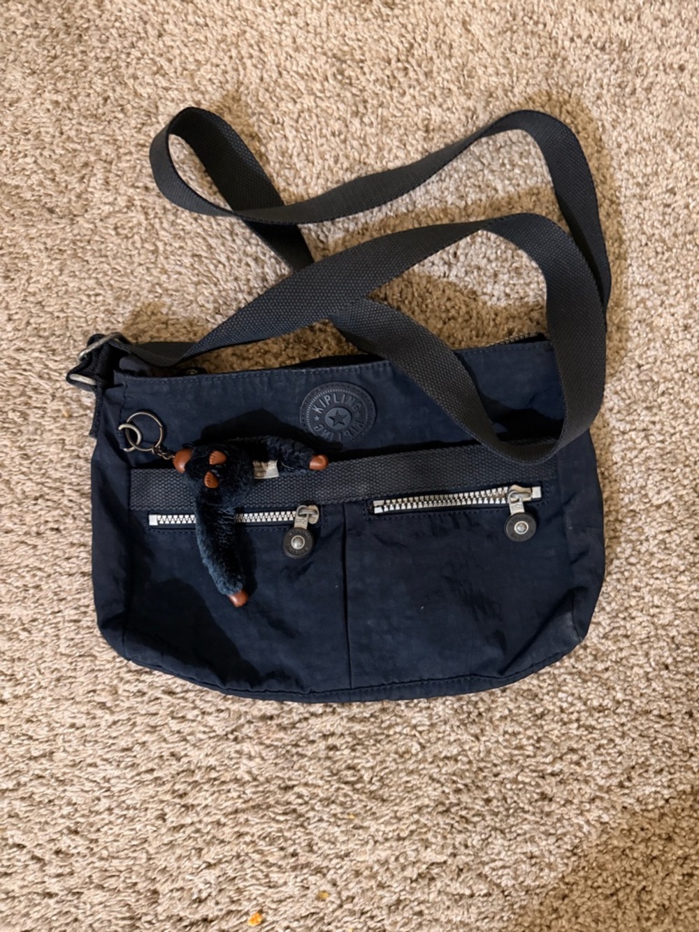 Kipling Navy Crossbody Bag with Monkey Key Charm